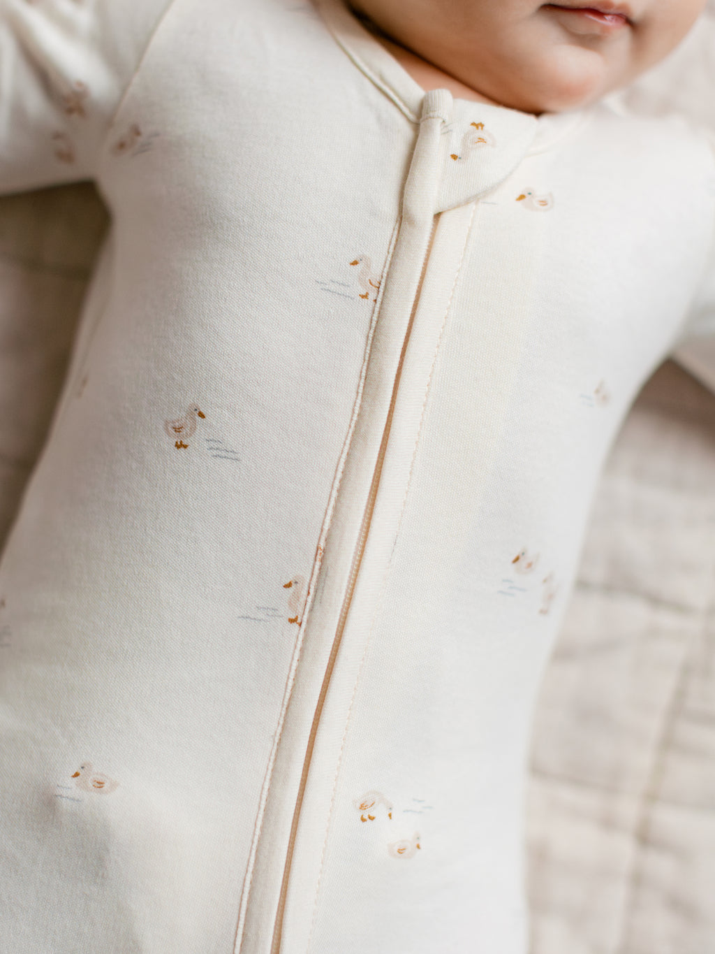 Peyton Zipper Sleeper | Duck / Oat + Chai  KENDI by Colored Organics Peyton Zipper Sleeper | Duck / Oat + | Colored Organics®