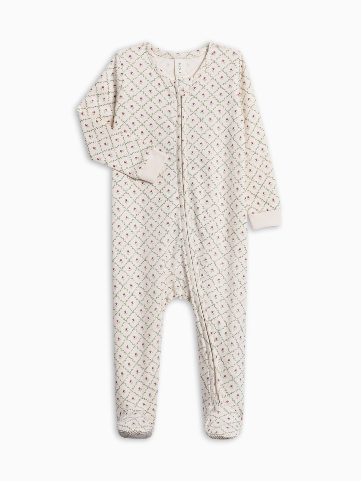 Peyton Zipper Sleeper - Hedge Floral Baby : One Pieces : Sleepers : Long Sleeves KENDI by Colored Organics Peyton Zipper Sleeper for Baby | Colored Organics®