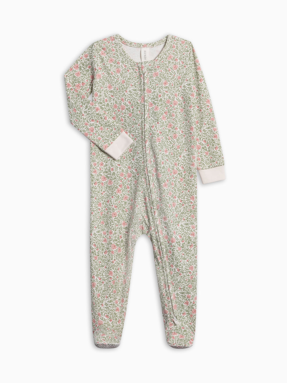 Peyton Zipper Sleeper - Janice Floral Baby : One Pieces : Sleepers : Long Sleeves KENDI by Colored Organics Peyton Zipper Sleeper for Baby | Colored Organics®
