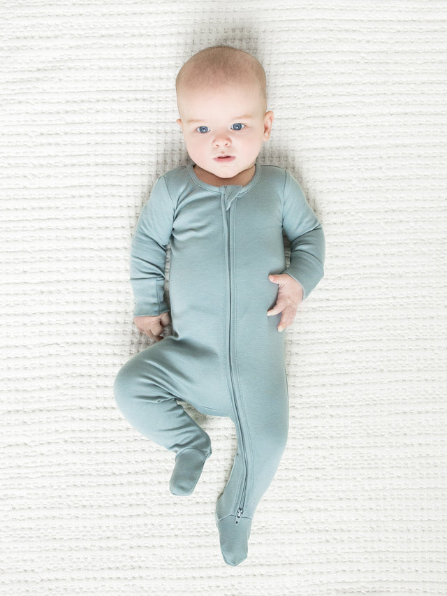 Peyton Zipper Sleeper - Old SKUS Baby : One Pieces : Sleepers : Long Sleeves Colored Organics Organic Baby Peyton Zipper Footed Sleeper