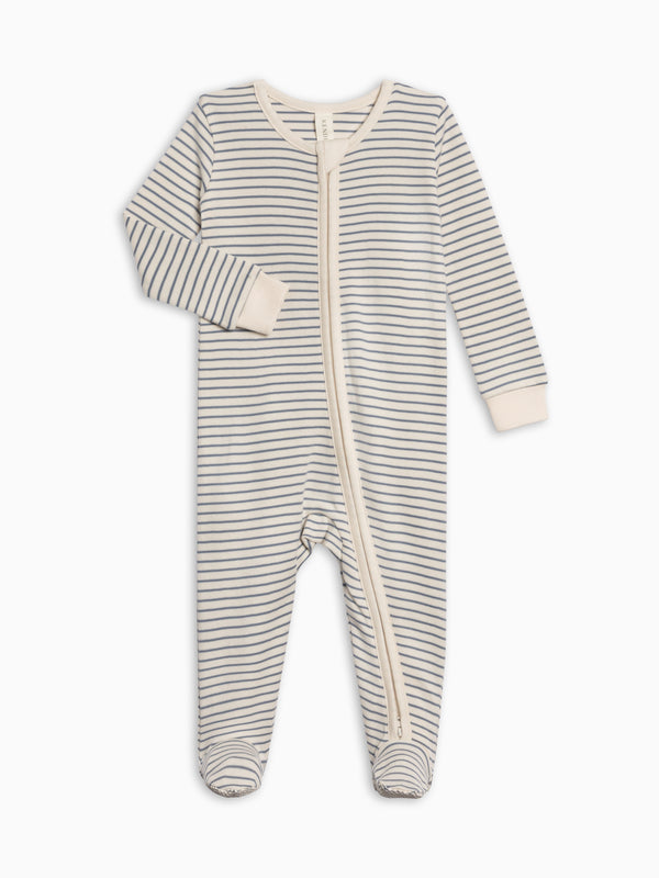 Peyton Zipper Sleeper - Bay Stripe / Ivory + Sea