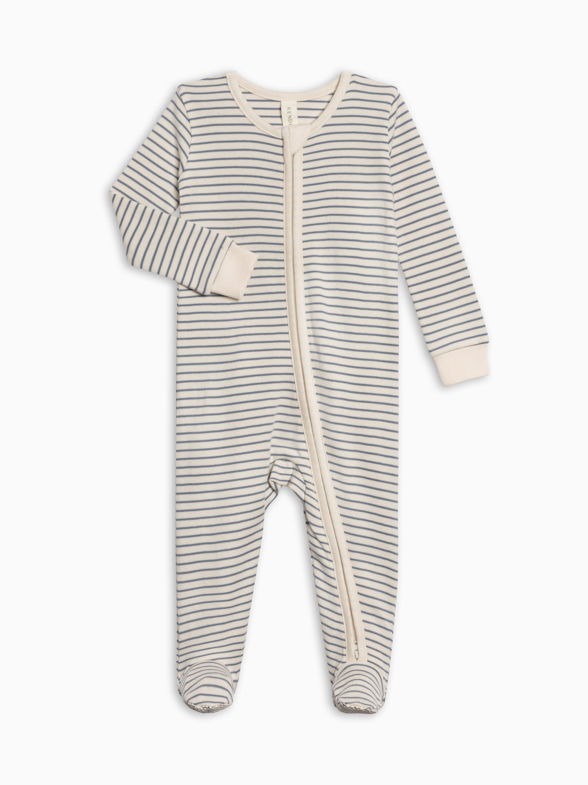 Peyton Zipper Sleeper - Bay Stripe / Ivory + Sea Baby : One Pieces : Sleepers : Long Sleeves KENDI by Colored Organics Peyton Zipper Sleeper - Bay Stripe / | Colored Organics®