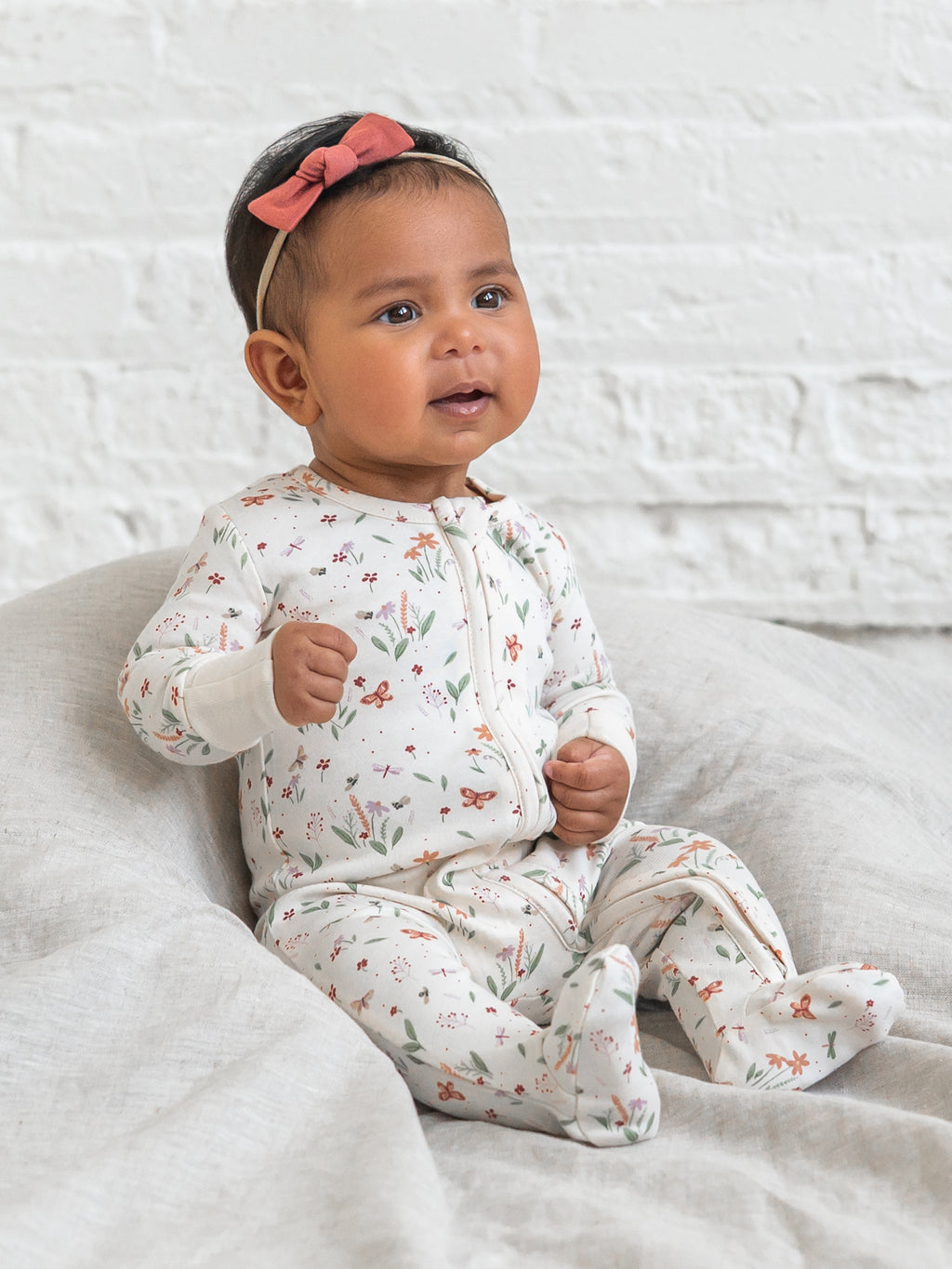 Peyton Zipper Sleeper - Butterfly / Fog + Mint Sale : Baby : One Pieces : Sleepers : Long Sleeves Kendi Peyton Zipper Sleeper - Butterfly / Fog | Colored Organics®