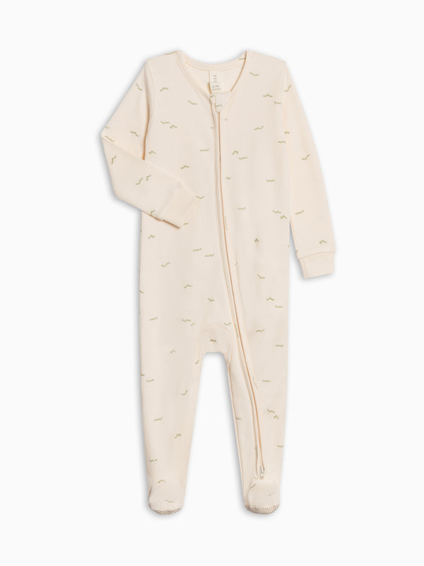 Peyton Zipper Sleeper - Caterpillar / Mint