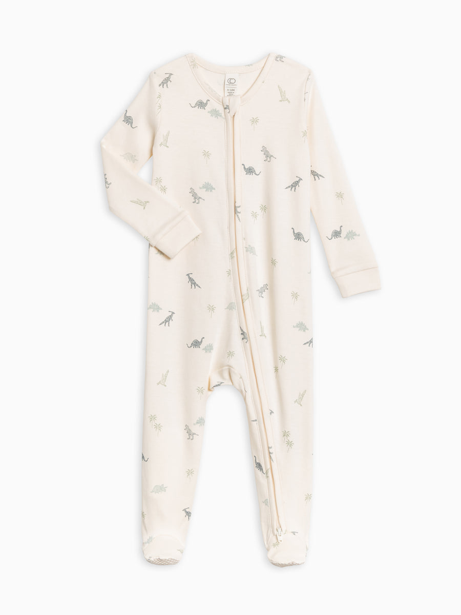 Dino-Mite Collection Peyton Zipper Sleeper Baby : One Pieces : Sleepers : Long Sleeves Colored Organics Organic Cotton Baby Peyton Zip Up Sleeper