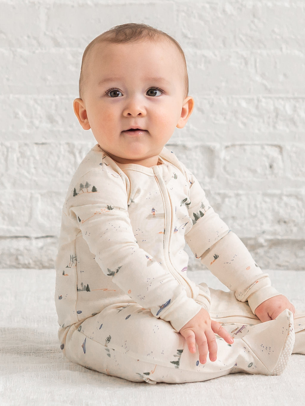 Peyton Zipper Sleeper - Lake / Barn + Mint Sale : Baby : One Pieces : Sleepers : Long Sleeves Kendi PRE ORDER Peyton Zipper Sleeper - Lake | Colored Organics®