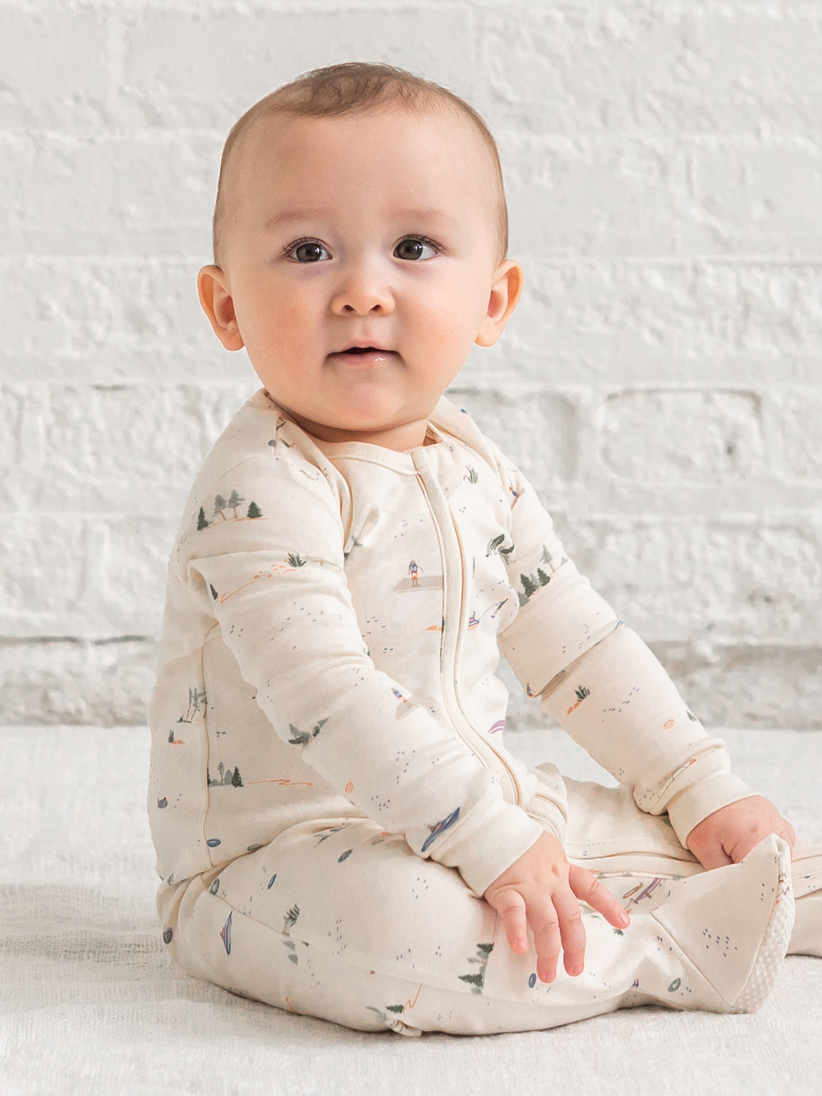 Peyton Zipper Sleeper - Lake / Barn + Mint Sale : Baby : One Pieces : Sleepers : Long Sleeves Kendi PRE ORDER Peyton Zipper Sleeper - Lake | Colored Organics®