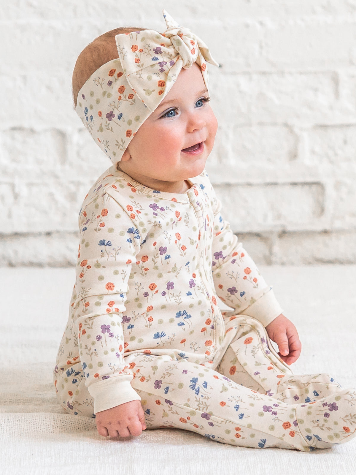 Peyton Zipper Sleeper - Margot Floral / Barn + Sea Sale : Baby : One Pieces : Sleepers : Long Sleeves Kendi PRE ORDER Peyton Zipper Sleeper | Colored Organics®
