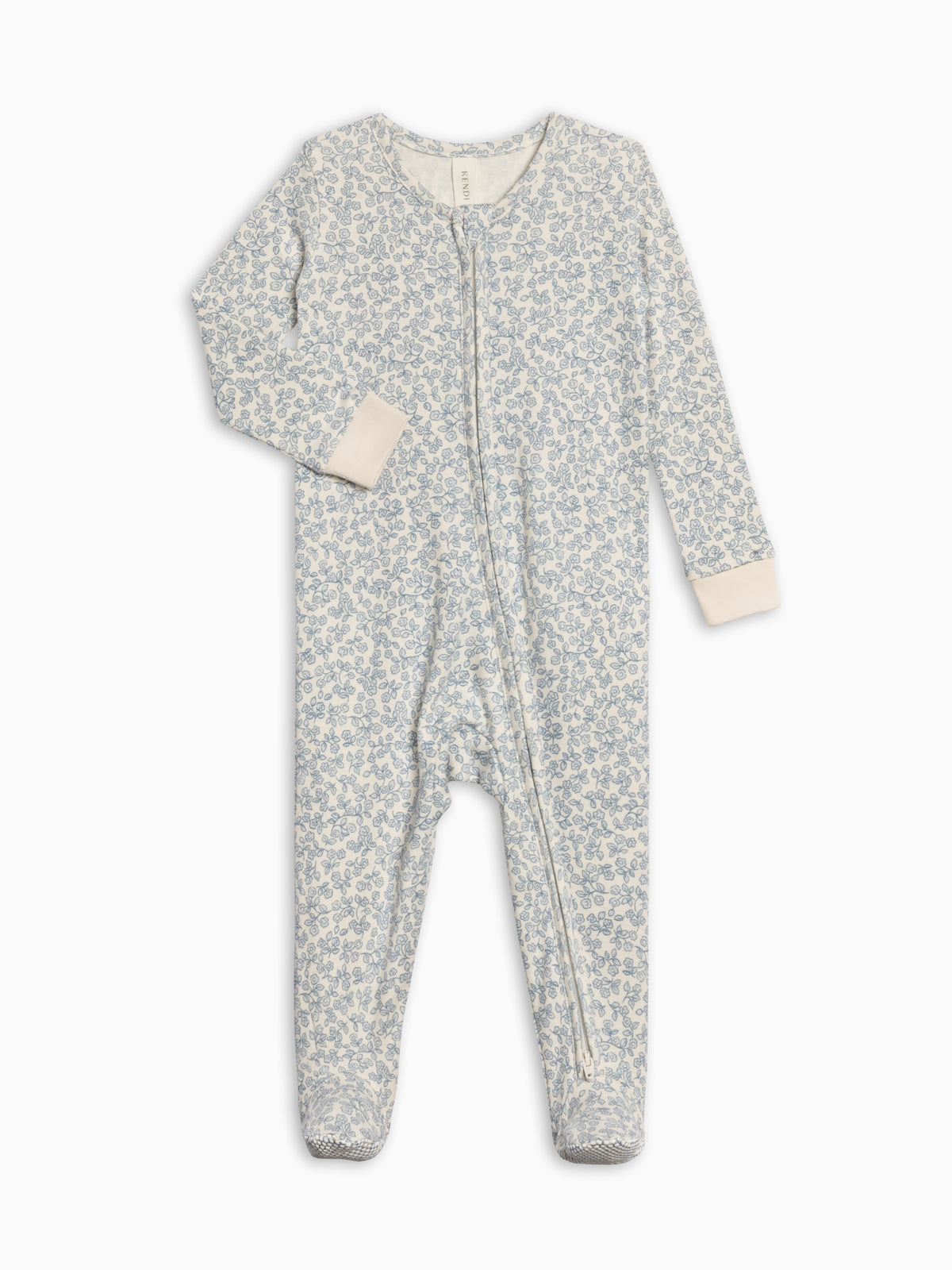 Peyton Zipper Sleeper - Narelle Floral / Ivory + Sea Baby : One Pieces : Sleepers : Long Sleeves KENDI by Colored Organics Peyton Zipper Sleeper - Narelle Floral | Colored Organics®