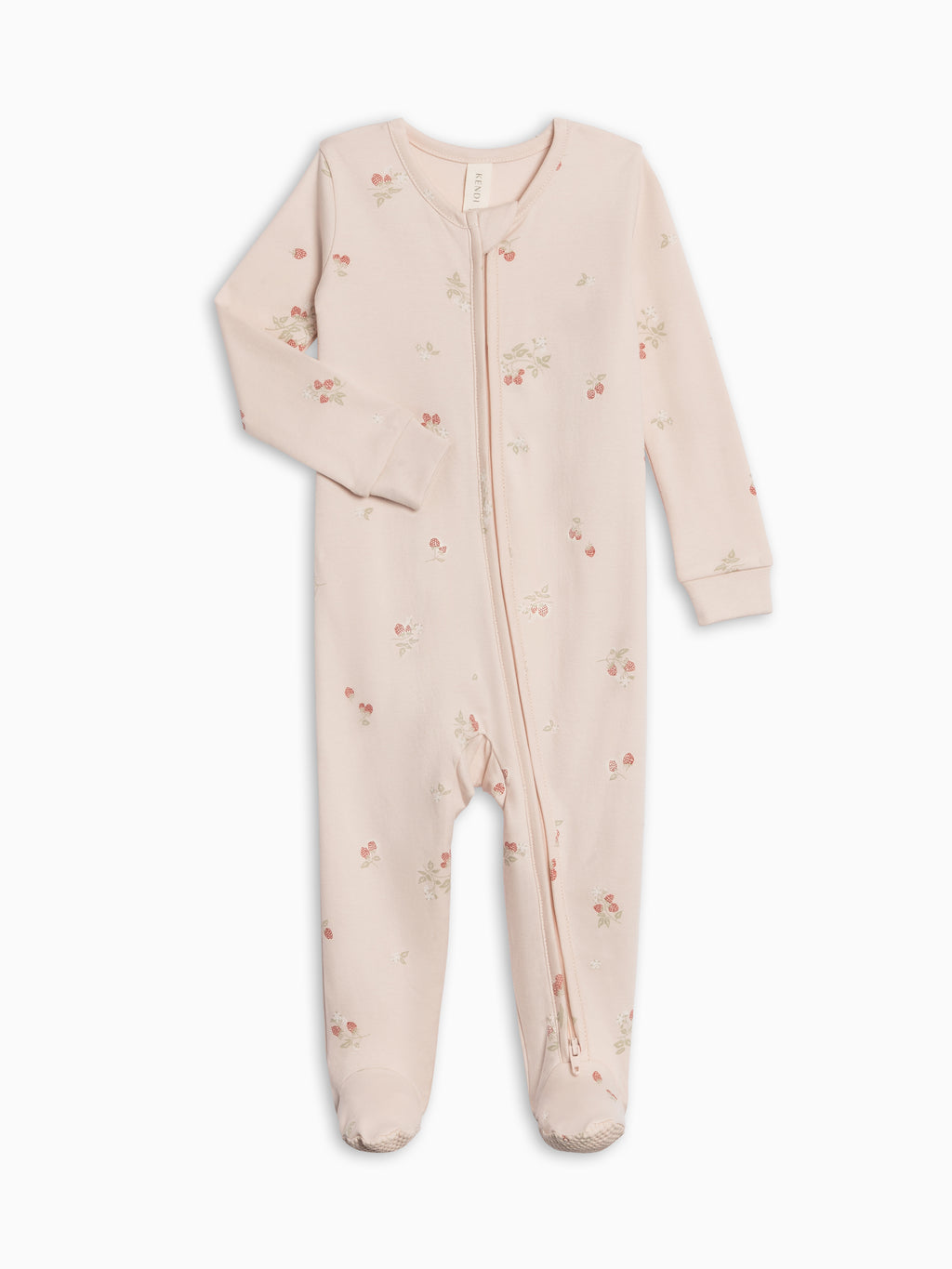 Peyton Zipper Sleeper - Raspberries / Shell + Mint Sale : Baby : One Pieces : Sleepers : Long Sleeves Kendi PRE ORDER Peyton Zipper Sleeper | Colored Organics®
