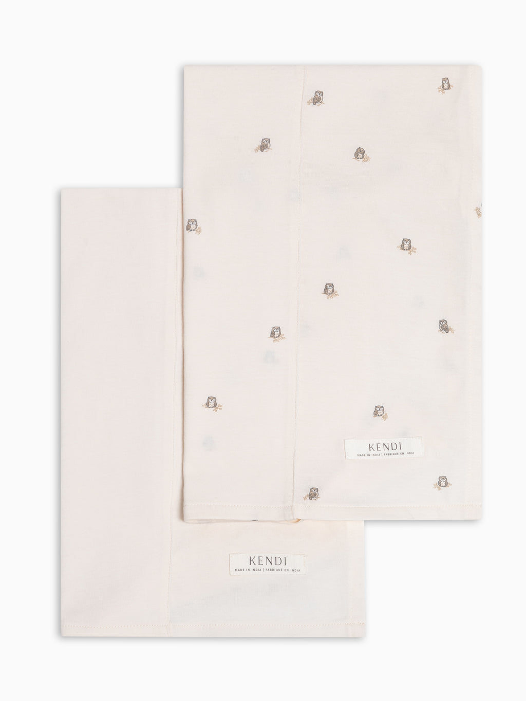 2-Pack Burp Cloths - Owl + Ivory
