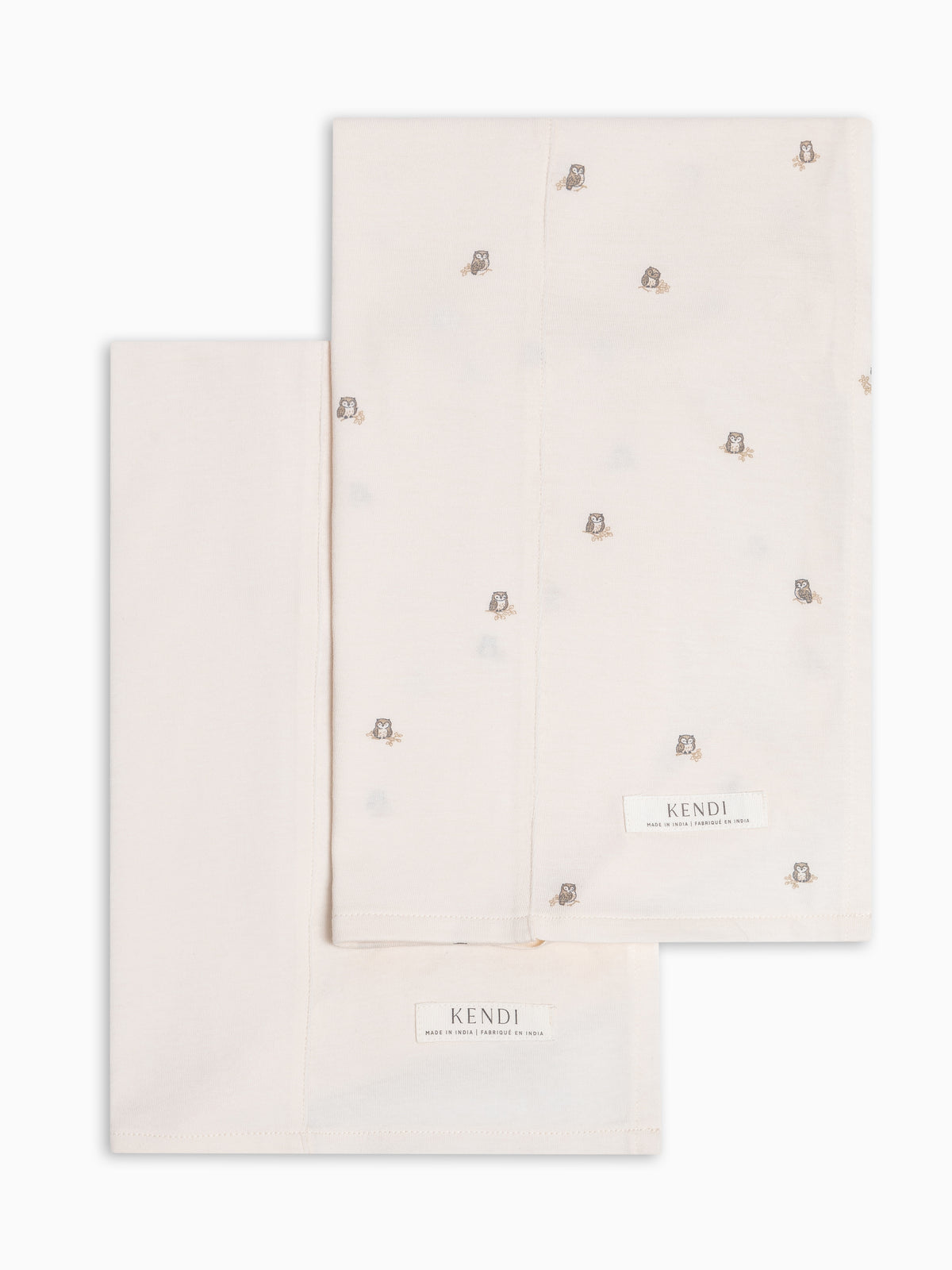 2-Pack Burp Cloths - Owl + Ivory