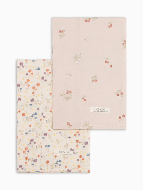 2-Pack Burp Cloths - Margot Floral + Raspberries Sale : Baby : Gear : Burp Cloths : Feeding Kendi PRE ORDER 2-Pack Burp Cloths - Margot | Colored Organics®