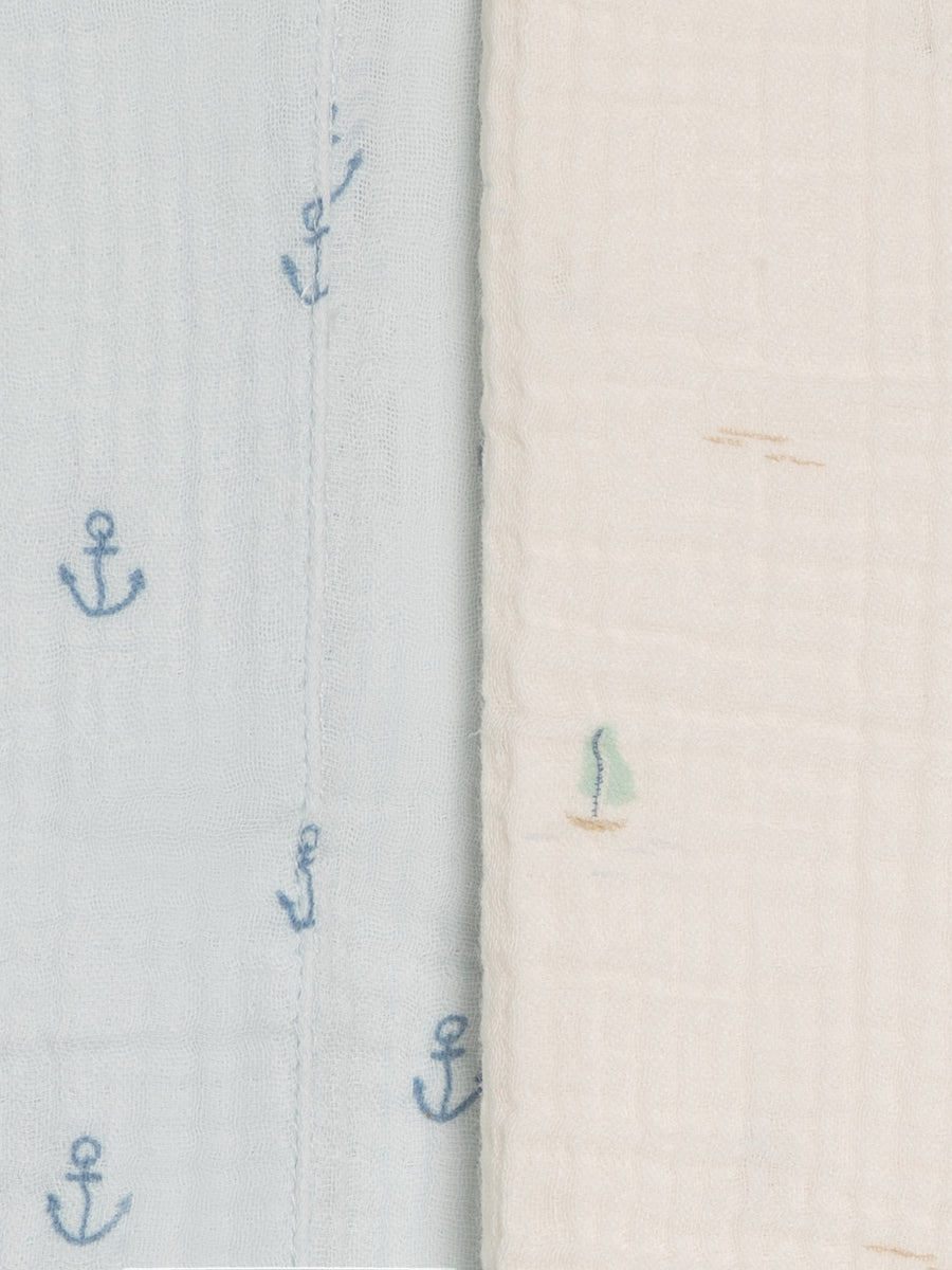 2-Pack Muslin Burp Cloths - Marina + Anchor