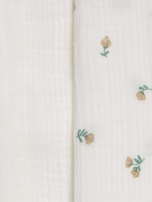 2-Pack Muslin Burp Cloths - Palmer Floral + Coconut