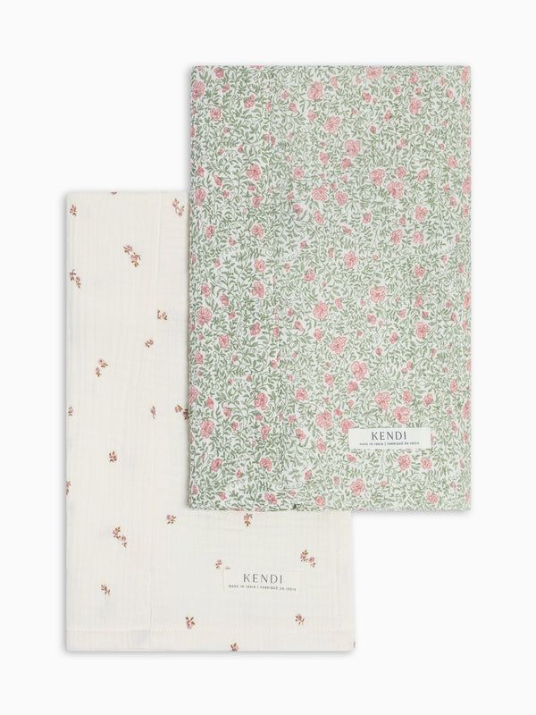 2-Pack Muslin Burp Cloths - Etta + Janice Florals