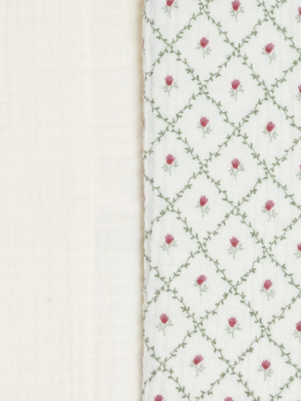 2-Pack Muslin Burp Cloths - Hedge Floral + Ivory