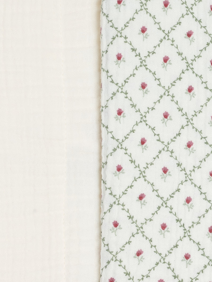 2-Pack Muslin Burp Cloths - Hedge Floral + Ivory