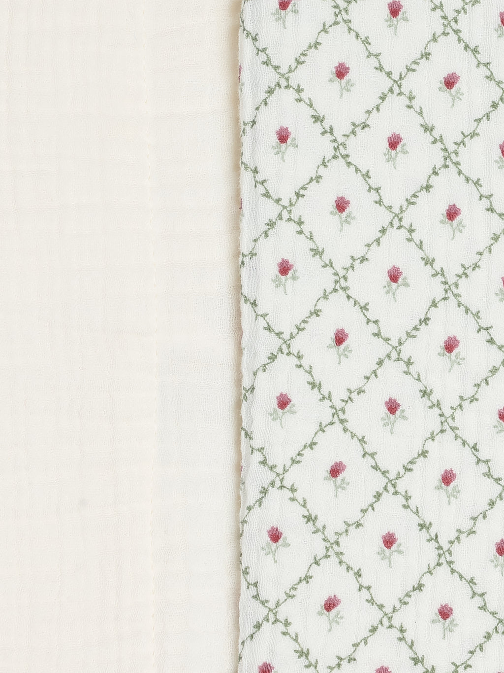 2-Pack Muslin Burp Cloths - Hedge Floral + Ivory Baby : Gear : Burp Cloths : Feeding KENDI by Colored Organics 2-Pack Muslin Burp Cloths | Colored Organics®