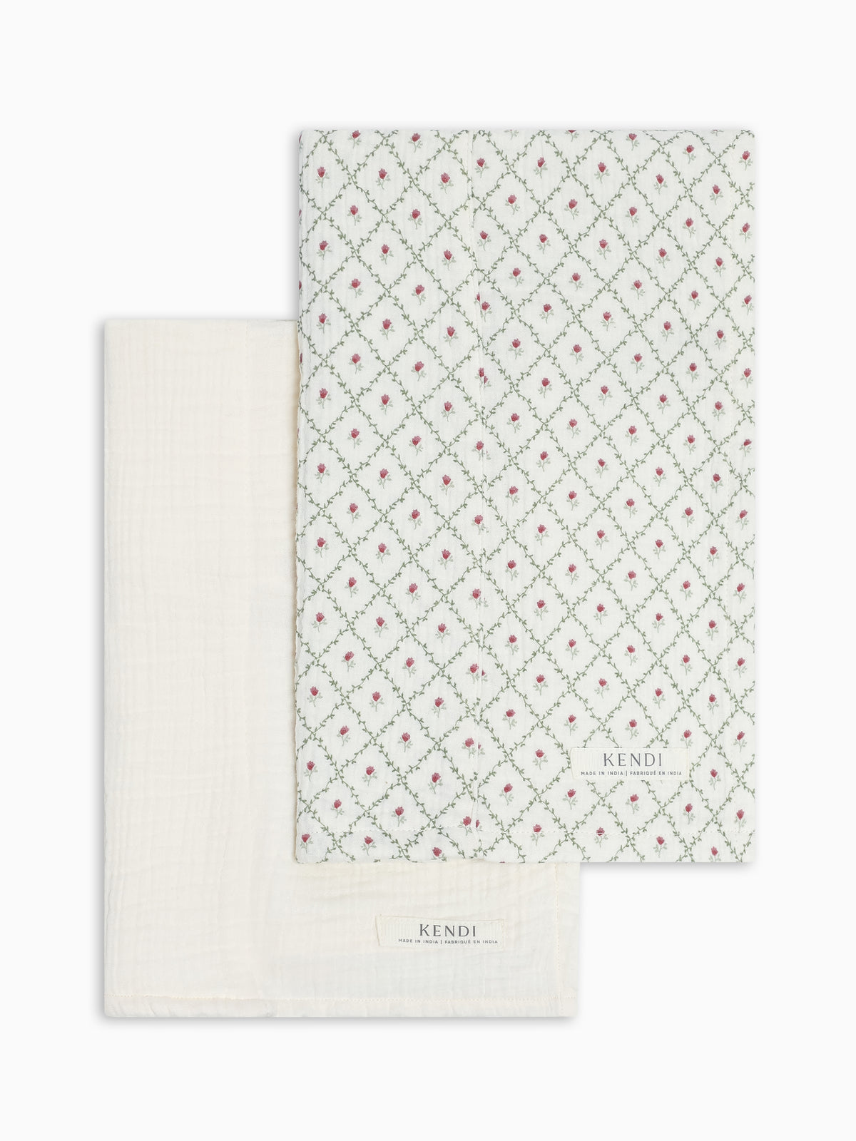 2-Pack Muslin Burp Cloths - Hedge Floral + Ivory Baby : Gear : Burp Cloths : Feeding KENDI by Colored Organics 2-Pack Muslin Burp Cloths | Colored Organics®