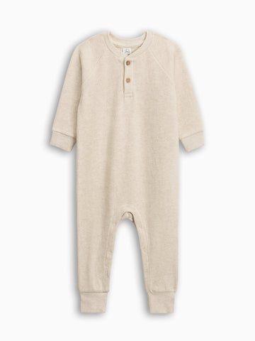 Crosby Waffle Knit Henley Romper Sale : Baby : One Pieces : Rompers : Long Sleeves KENDI by Colored Organics Organic Cotton Baby Crosby Waffle Knit Long Sleeve Henley Romper