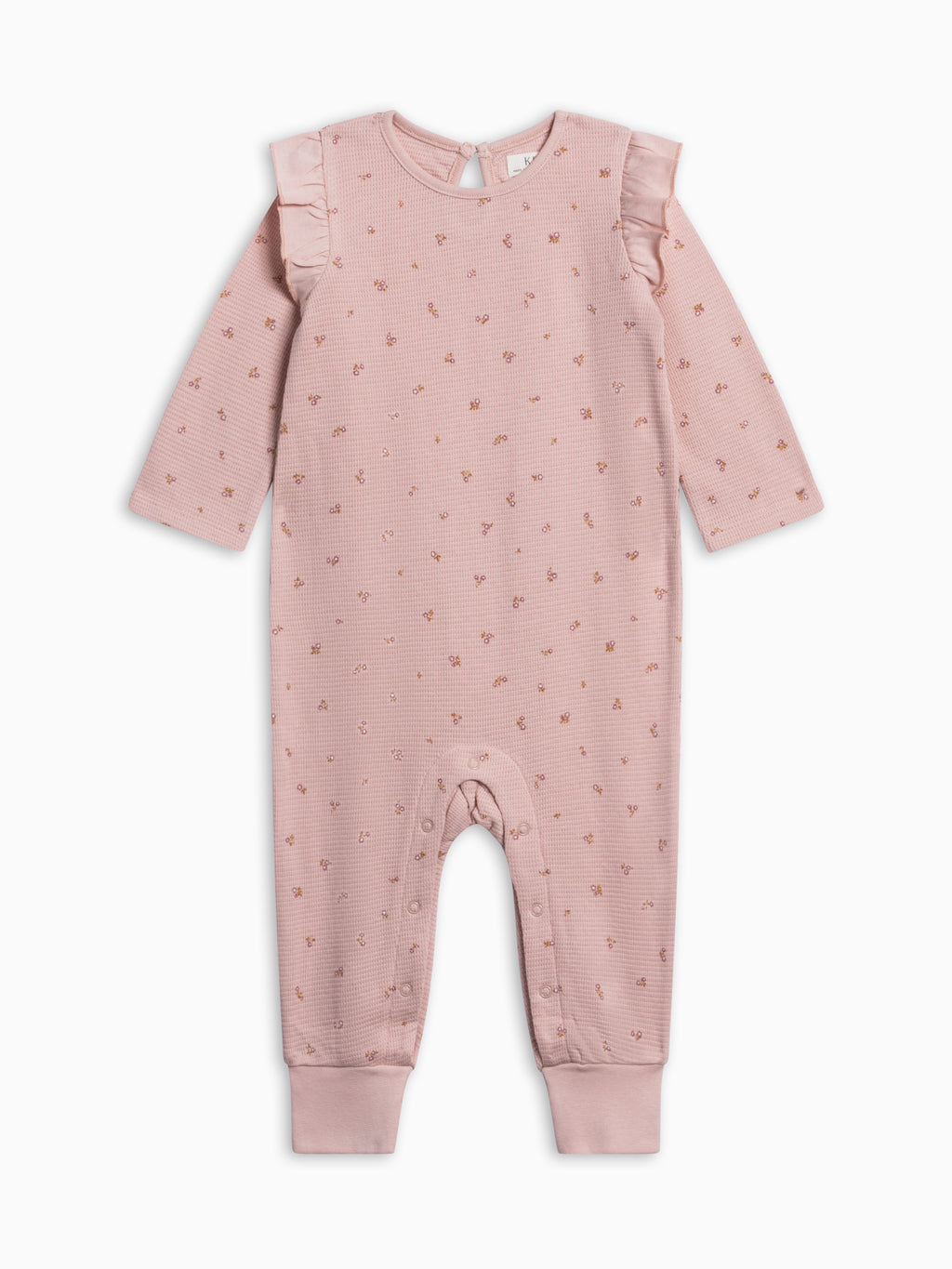 Mila Waffle Knit Flutter Sleeve Romper - Tilda Floral Baby : One Pieces : Rompers : Long Sleeves KENDI by Colored Organics Mila Waffle Knit Flutter Sleeve Romper | Colored Organics®