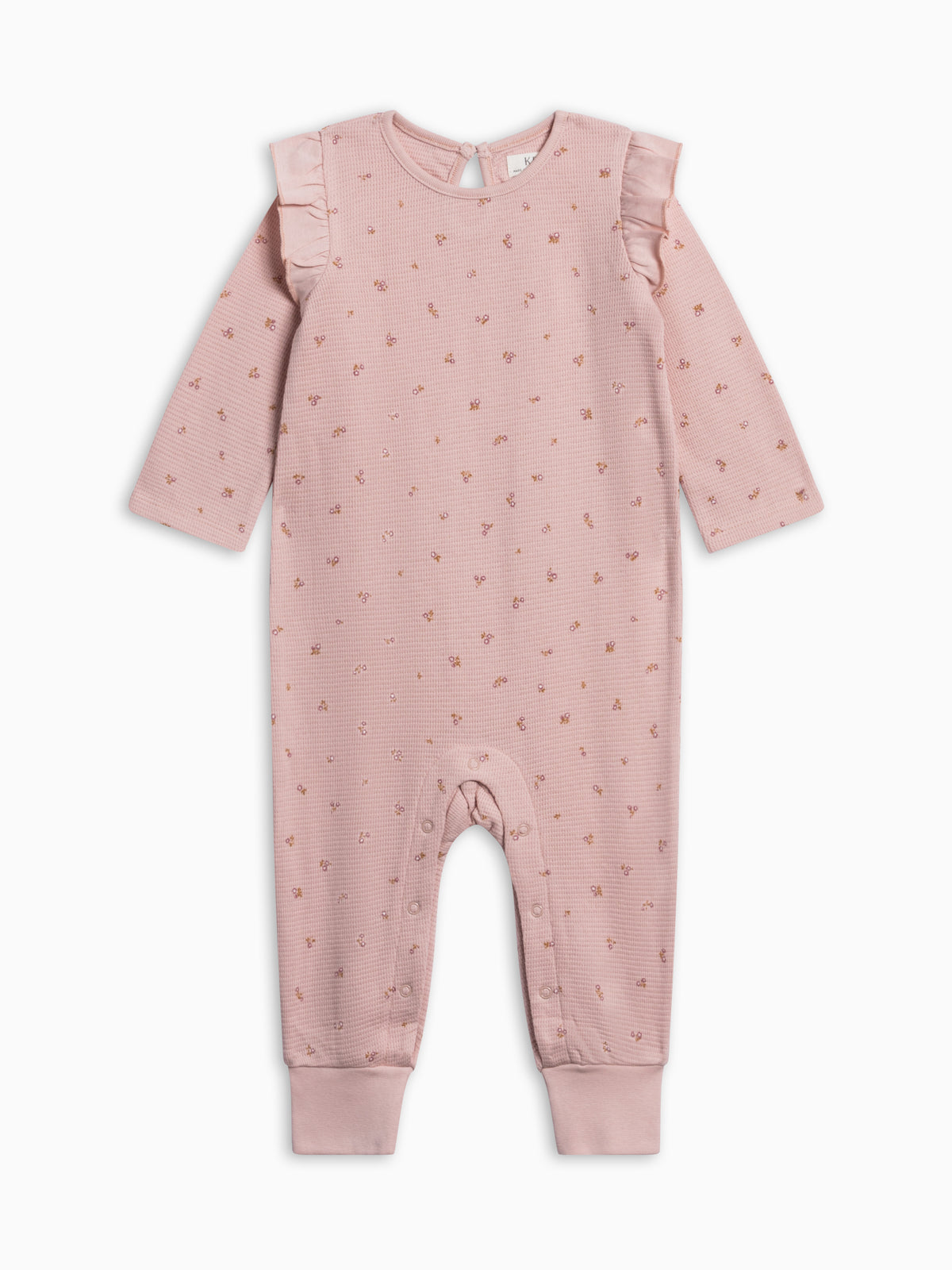 Mila Waffle Knit Flutter Sleeve Romper - Tilda Floral Baby : One Pieces : Rompers : Long Sleeves KENDI by Colored Organics Mila Waffle Knit Flutter Sleeve Romper | Colored Organics®