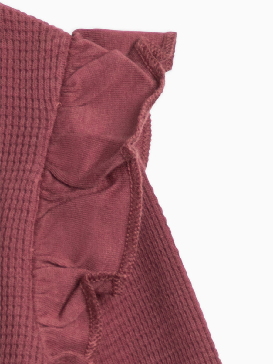 Mila Waffle Knit Flutter Sleeve Romper Sale :Baby :One Pieces :Rompers :Long Sleeves Kendi Organic Cotton Baby Mila Waffle Knit Long Sleeve Romper