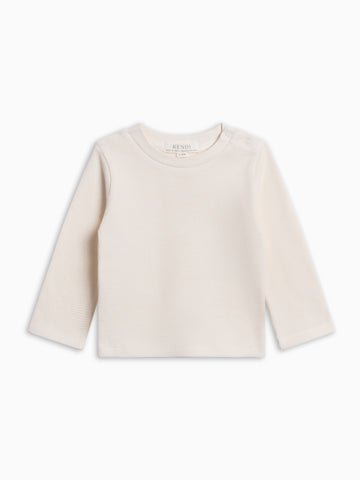 Mesa Waffle Knit Long Sleeve Top - Ivory Baby-Kids : Tops : Tees : Long Sleeves KENDI by Colored Organics Baby + Kids Mesa Waffle Knit Long | Colored Organics®