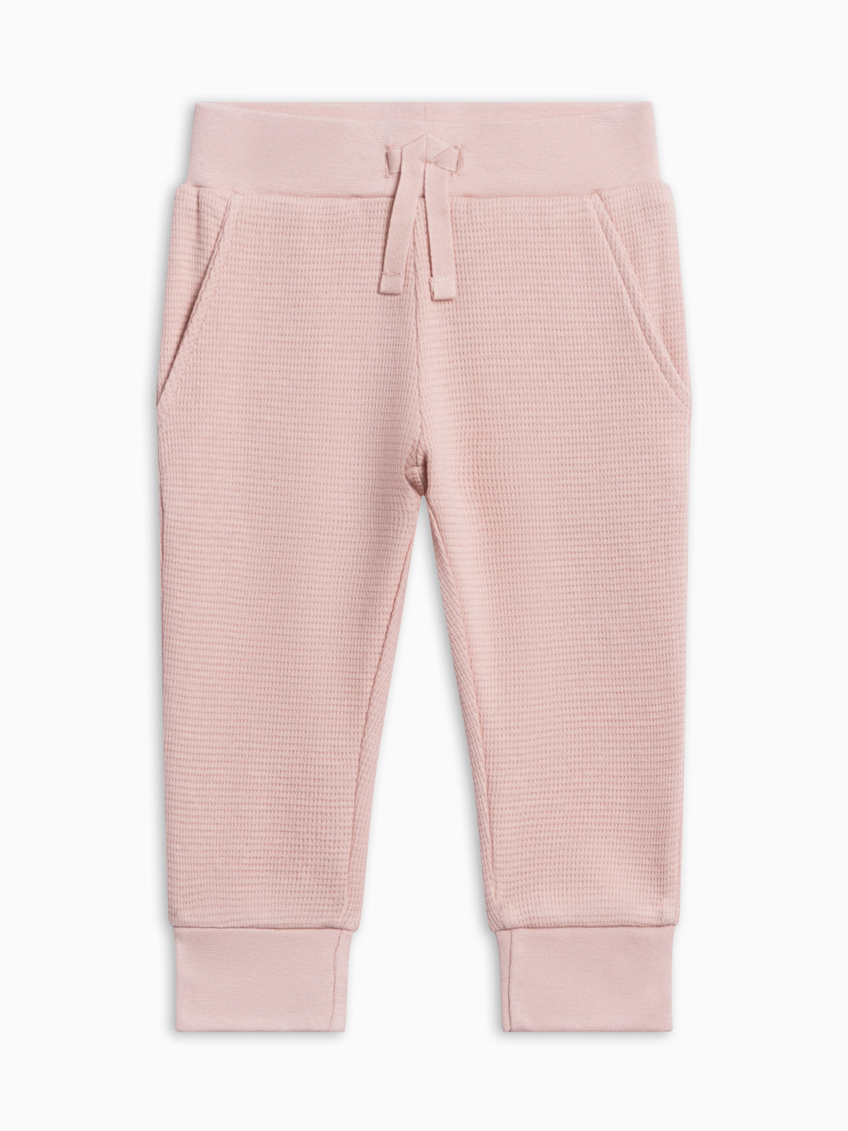 Nelson Waffle Knit Jogger - Petal Pink Baby-Kids : Bottoms : Joggers KENDI by Colored Organics Nelson Waffle Knit Jogger for Baby + | Colored Organics®