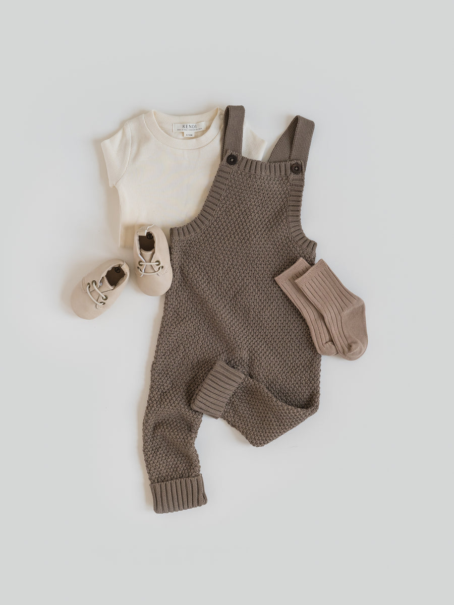 Briggs Seed Stitch Sweater Knit Overalls Baby : Bottoms : Overalls : Pants Kendi Organic Cotton Baby Briggs Seed Stitch Sweater Knit Overalls