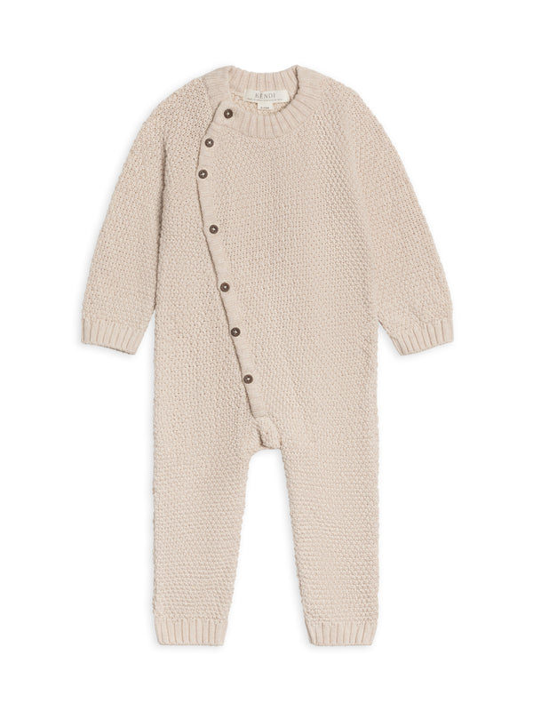 Casey Seed Stitch Sweater Knit Kimono Romper Sale : Baby : One Pieces : Rompers : Long Sleeves Kendi Organic Cotton Baby Casey Seed Stitch Sweater Knit Kimono Romper