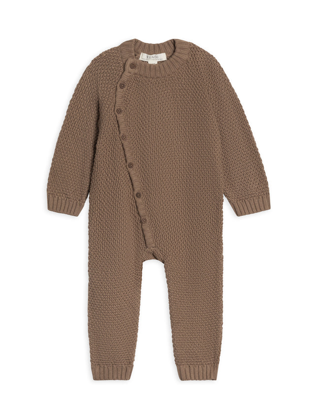 Casey Seed Stitch Sweater Knit Kimono Romper Baby : One Pieces : Rompers : Long Sleeves Kendi Organic Cotton Baby Casey Seed Stitch Sweater Knit Kimono Romper