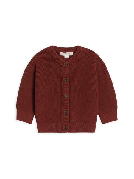 アイレネ　Eyelet High Gauge Cardigan Ellis Sweater Knit Cardigan - Garnet / 6-12M