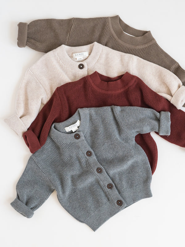 Ellis Sweater Knit Cardigan Baby-Kids : Tops : Cardigan : Sweaters : Long Sleeves Kendi Organic Cotton Baby and Kids Ellis Sweater Knit Cardigan