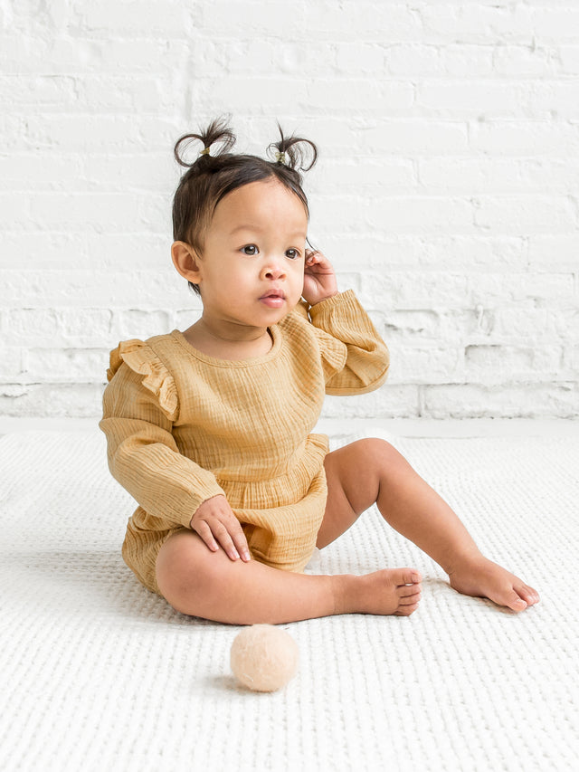 Isla Muslin Bubble Romper Baby : Romper : Long Sleeve Colored Organics Organic Cotton Isla Muslin Bubble Romper