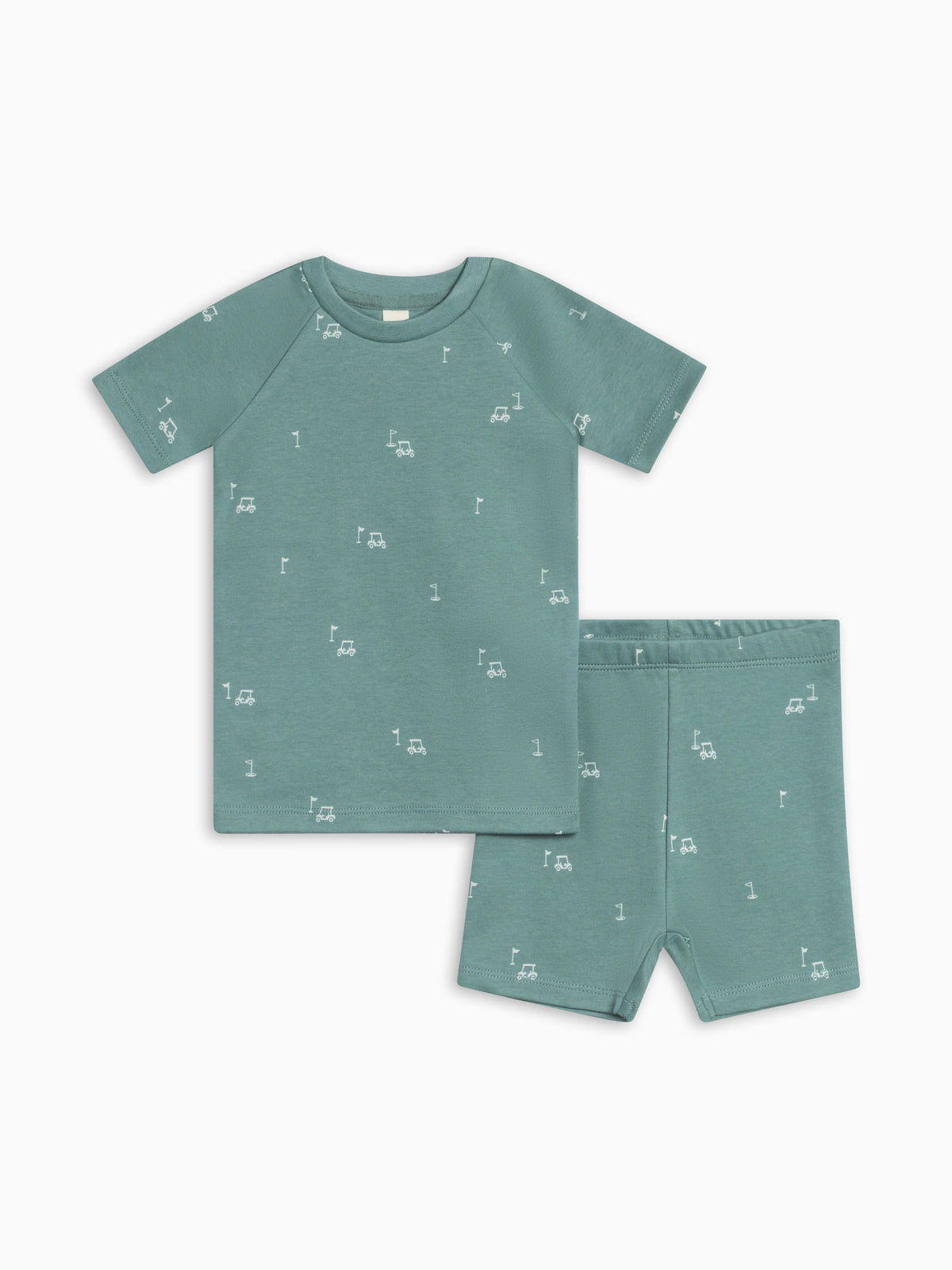 2-Piece Short Sleeve Jammie Set - Fairway / Laguna + Powder Baby-Kids : Jammie : Short Sleeves KENDI by Colored Organics 2-Piece Short Sleeve Jammie Set | Colored Organics®