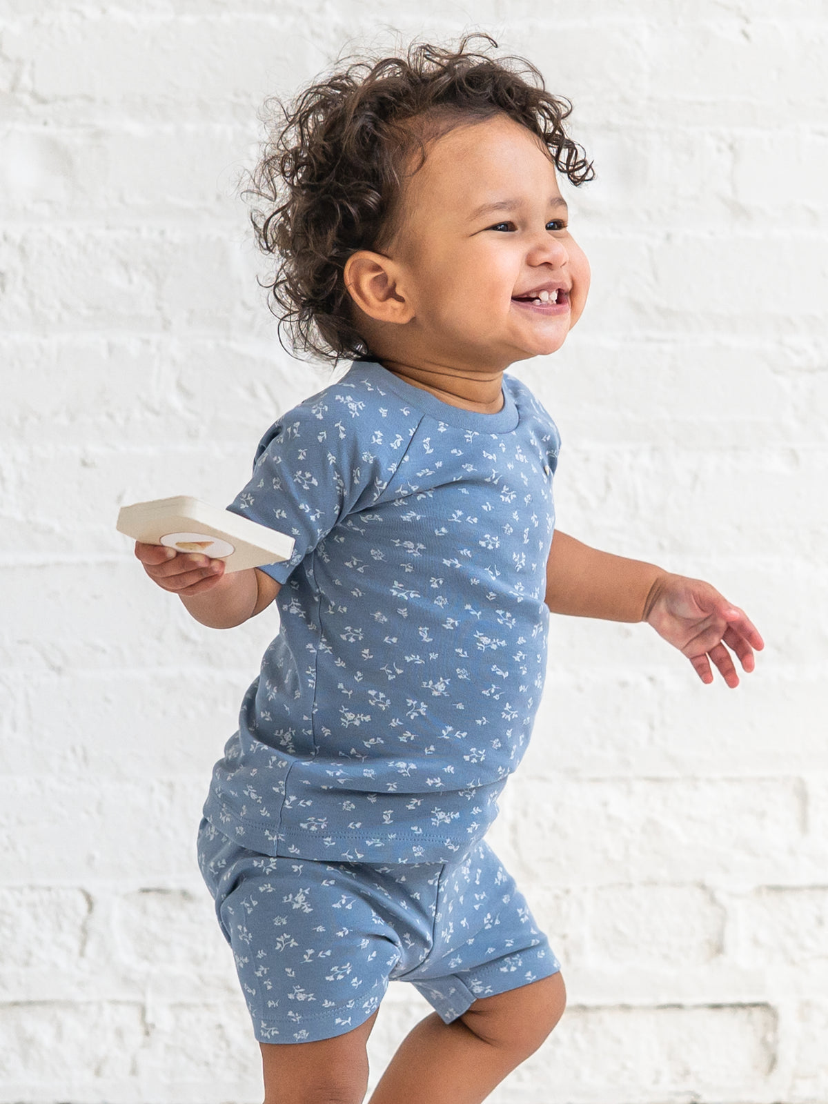2-Piece Short Sleeve Jammie Set - Isla Floral / Sea + Ivory Sale : Baby-Kids : Jammie : Short Sleeves KENDI by Colored Organics 2-Piece Short Sleeve Jammie Set - Isla | Colored Organics®