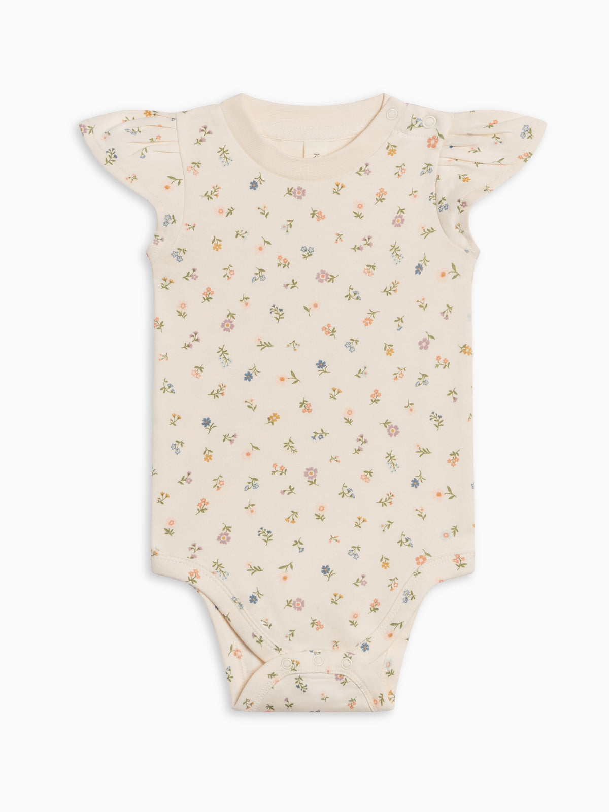 Pearl Petal Sleeve Bodysuit - Petaline Floral / Fog + Fern Baby : One Pieces : Bodysuits : Short Sleeves Kendi Pearl Petal Sleeve Bodysuit - Petaline | Colored Organics®