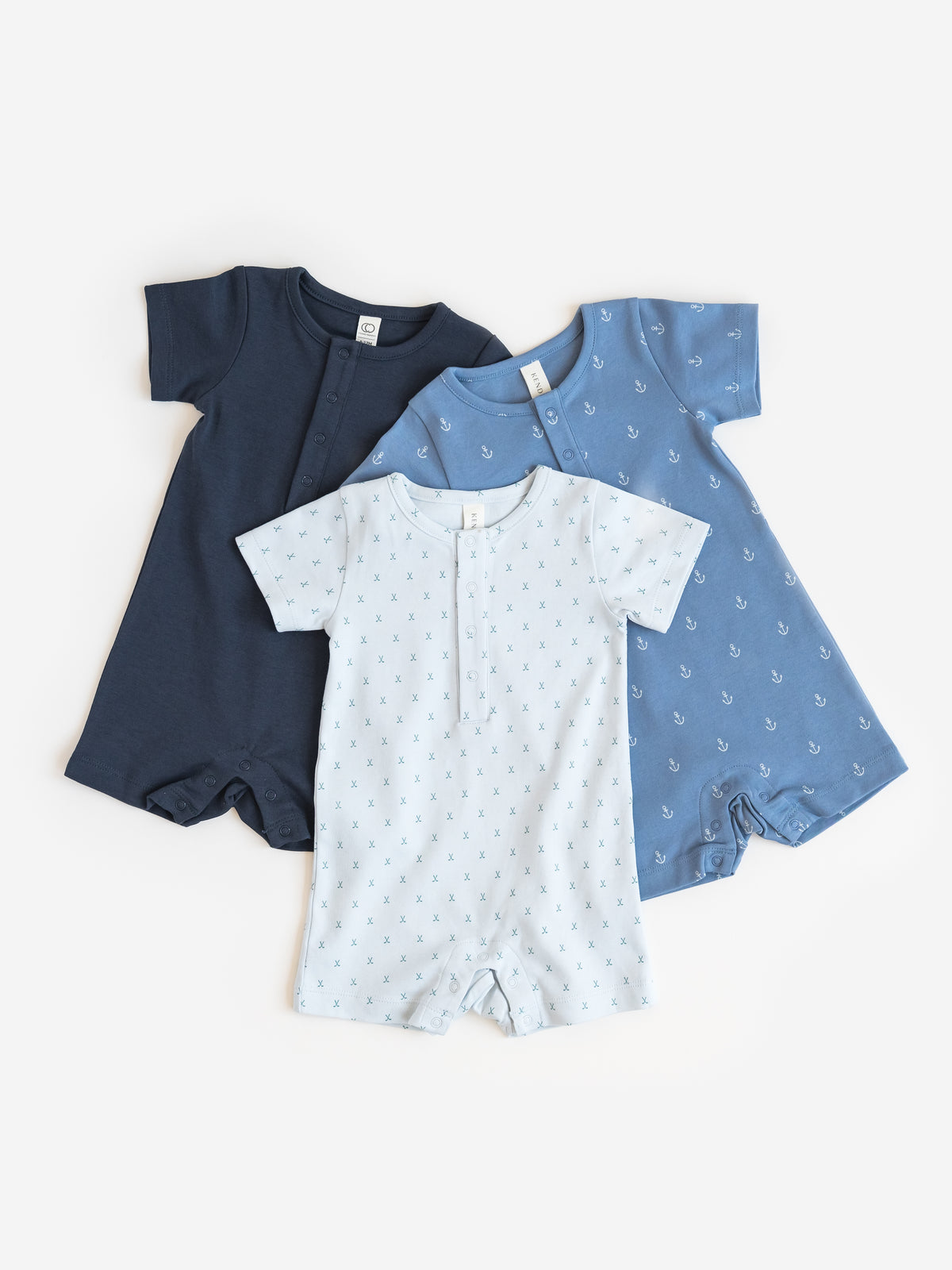 Mason Short Sleeve Romper - Anchor / Sea + Powder Baby : One Pieces : Rompers : Short Sleeves KENDI by Colored Organics Mason Short Sleeve Romper - Anchor / | Colored Organics®