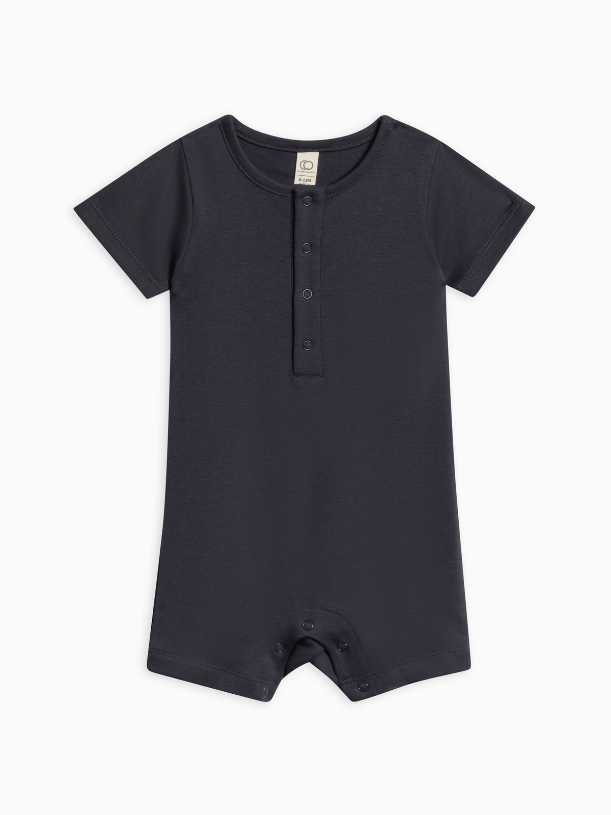 Mason Short Sleeve Romper - Navy Baby : One Pieces : Rompers : Short Sleeves Kendi Baby Mason Short Sleeve Romper - Navy | Colored Organics®