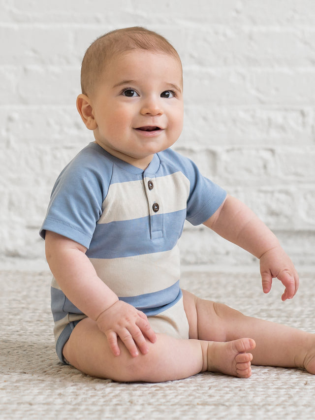 Sosa Raglan Henley Bodysuit Baby : One Pieces : Bodysuits : Short Sleeves Colored Organics Organic Cotton Baby Sosa Raglan Henley Bodysuit