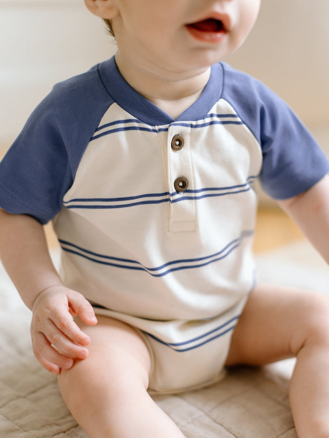 Sosa Raglan Henley Bodysuit Baby :One Pieces :Bodysuits :Short Sleeves Colored Organics Organic Cotton Baby Sosa Raglan Henley Bodysuit