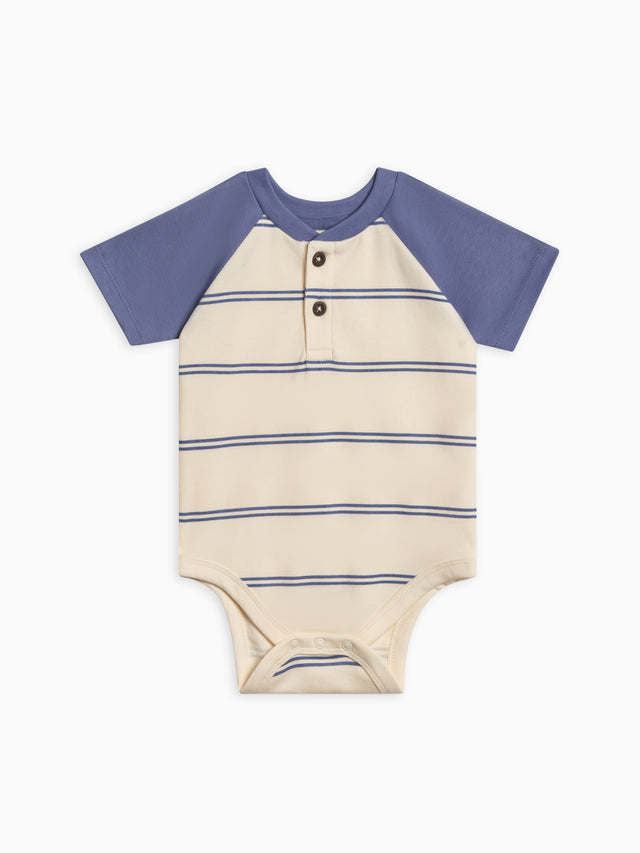 Sosa Raglan Henley Bodysuit Baby :One Pieces :Bodysuits :Short Sleeves Colored Organics Organic Cotton Baby Sosa Raglan Henley Bodysuit