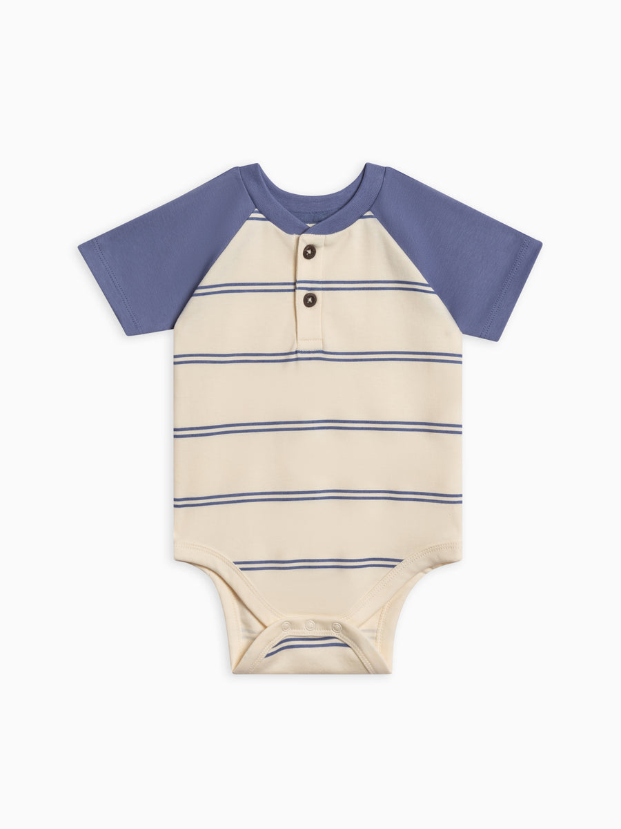 Sosa Raglan Henley Bodysuit Baby : One Pieces : Bodysuits : Short Sleeves Colored Organics Organic Cotton Baby Sosa Raglan Henley Bodysuit