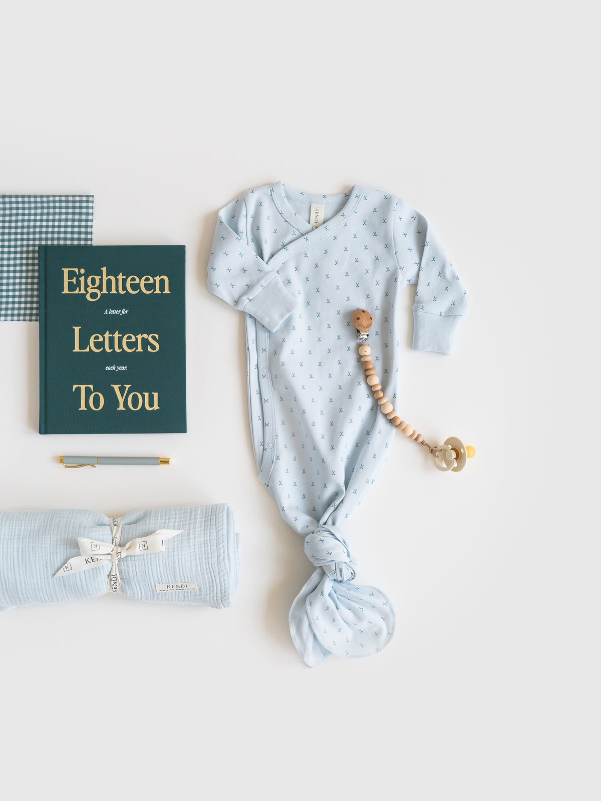 Indy Kimono Gown - Tee Time / Powder + Laguna Baby : One Pieces : Gowns : Long Sleeves KENDI by Colored Organics Indy Kimono Gown - Tee Time / Powder + | Colored Organics®