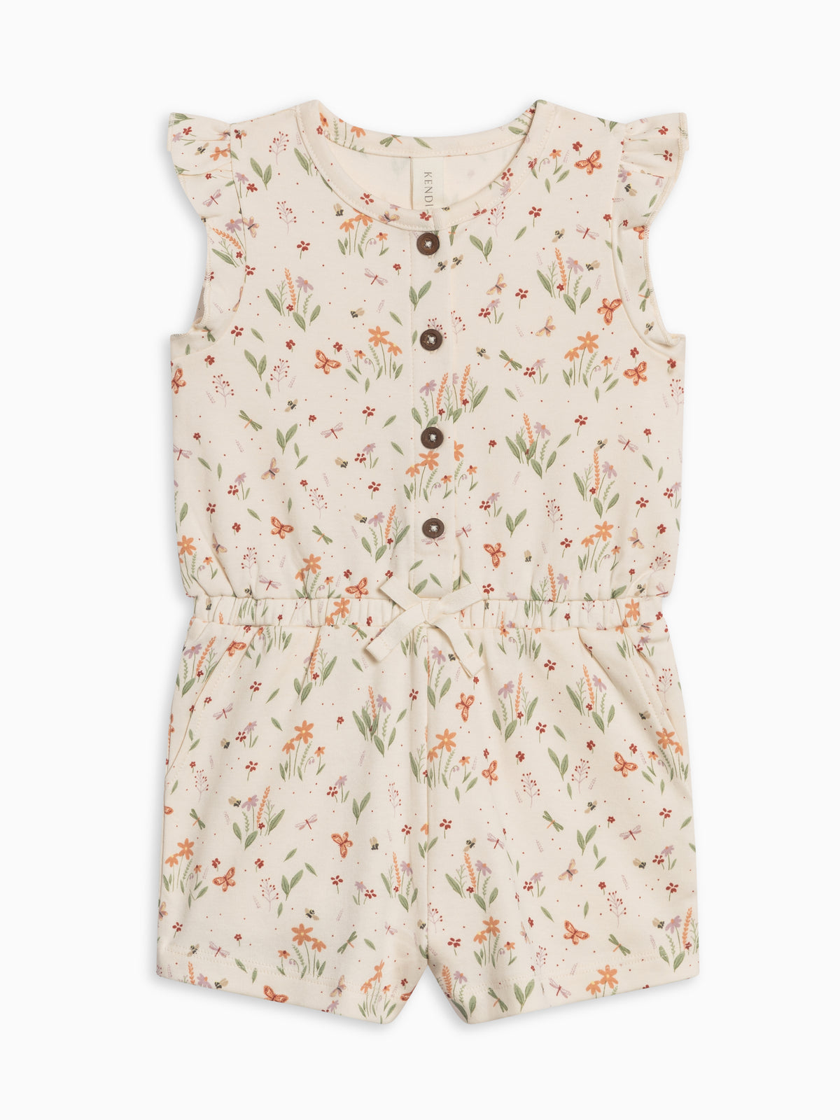 Shaye Romper - Butterfly / Fog + Mint Kids : One Pieces : Rompers : Short Sleeves Kendi Shaye Romper - Butterfly / Fog + Mint | Colored Organics®