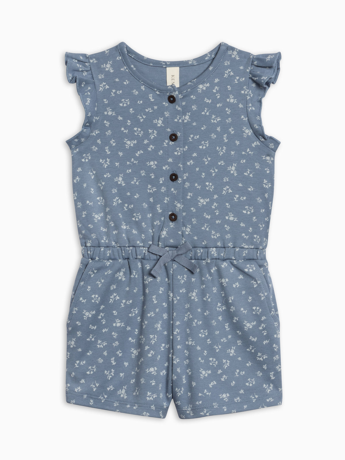 Shaye Romper - Isla Floral / Sea + Ivory Kids : One Pieces : Rompers : Short Sleeves KENDI by Colored Organics Shaye Romper - Isla Floral / Sea + Ivory | Colored Organics®