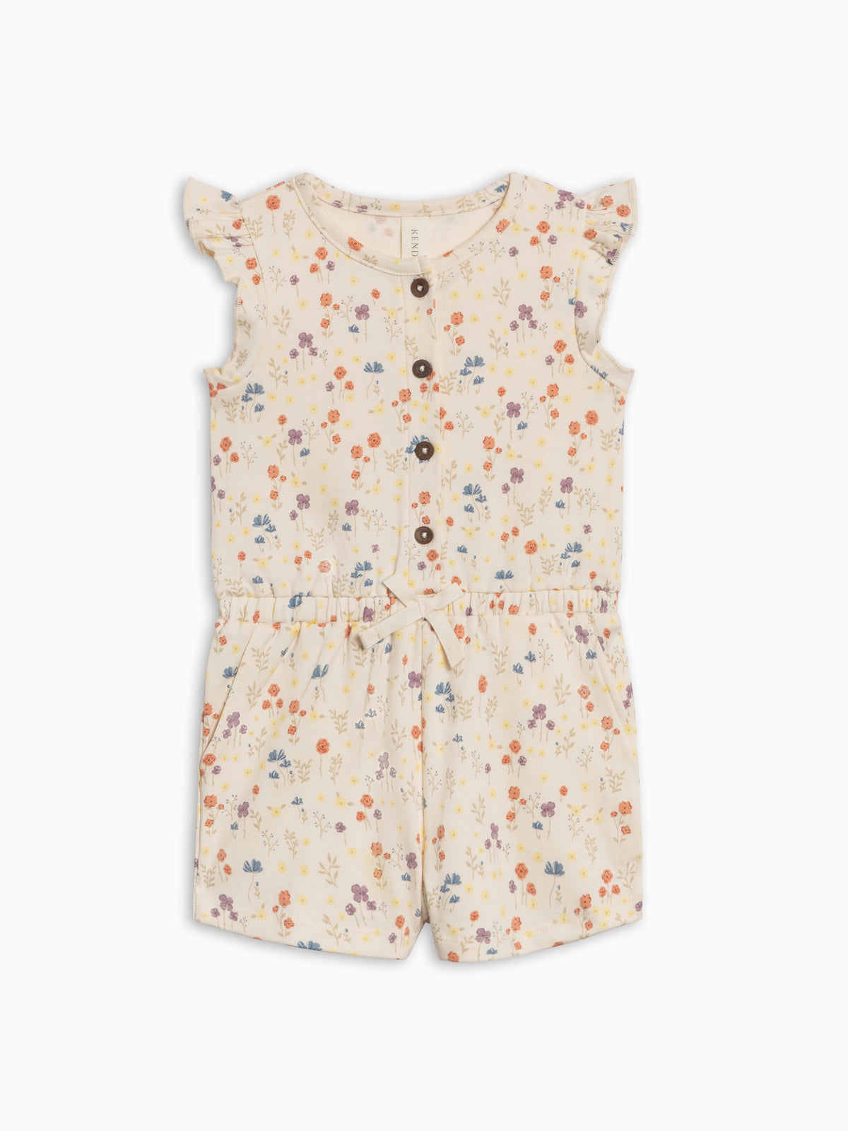 Shaye Romper - Margot Floral / Barn + Sea Kids : One Pieces : Rompers : Short Sleeves Kendi PRE ORDER Shaye Romper - Margot Floral | Colored Organics®