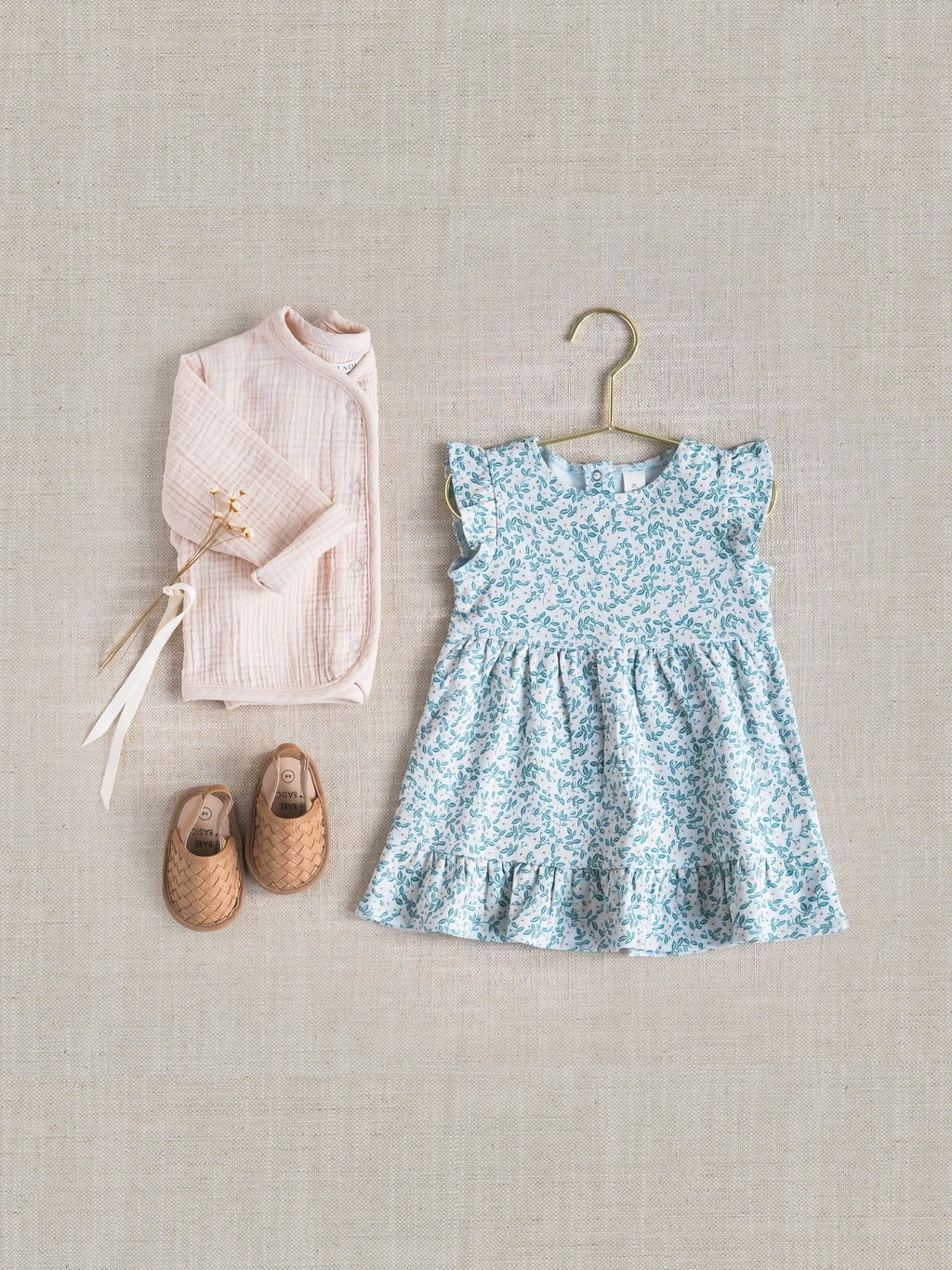 Tilly Tiered Dress - Arbor Floral / Powder + Shell Sale : Baby-Kids : Dresses : Short Sleeves KENDI by Colored Organics Tilly Tiered Dress - Arbor Floral / | Colored Organics®